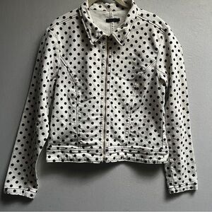 Maria Filo Polka Dot Women's Denim Zip Up Jacket Sz M